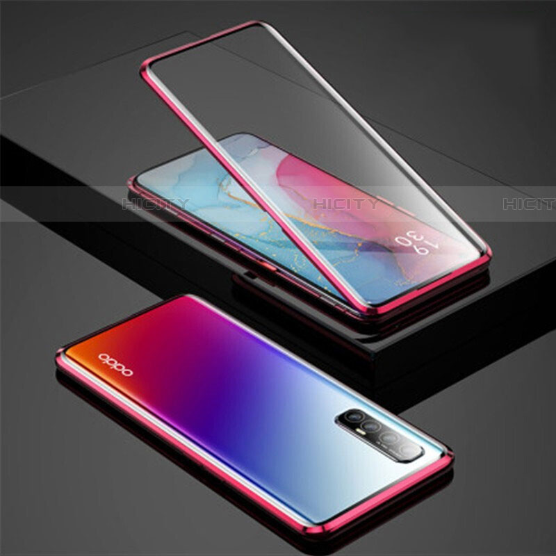 Handyhülle Hülle Luxus Aluminium Metall Rahmen Spiegel 360 Grad Tasche für Oppo Find X2 Neo groß