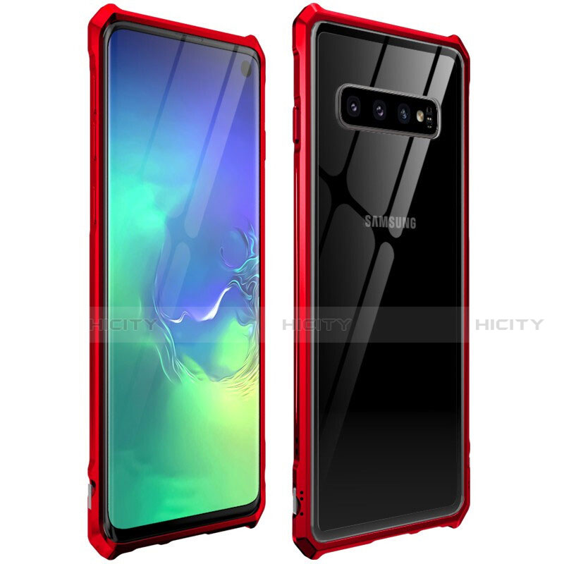 Handyhülle Hülle Luxus Aluminium Metall Rahmen Spiegel 360 Grad Tasche für Samsung Galaxy S10 5G Rot