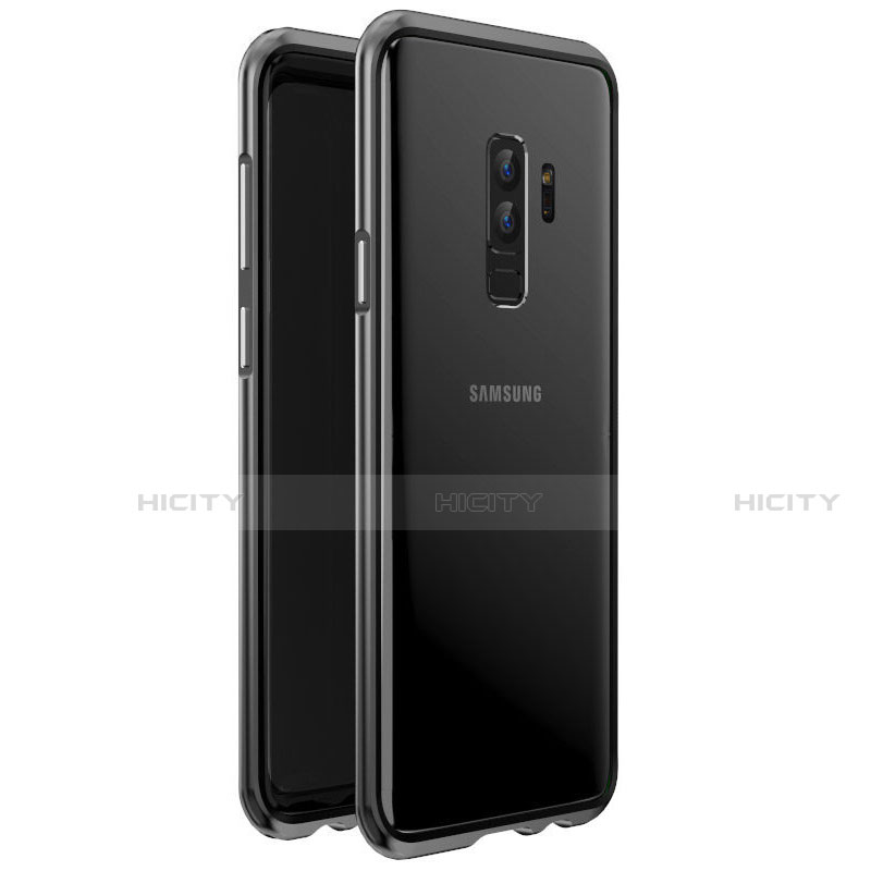 Handyhülle Hülle Luxus Aluminium Metall Rahmen Spiegel 360 Grad Tasche für Samsung Galaxy S9 Plus Schwarz