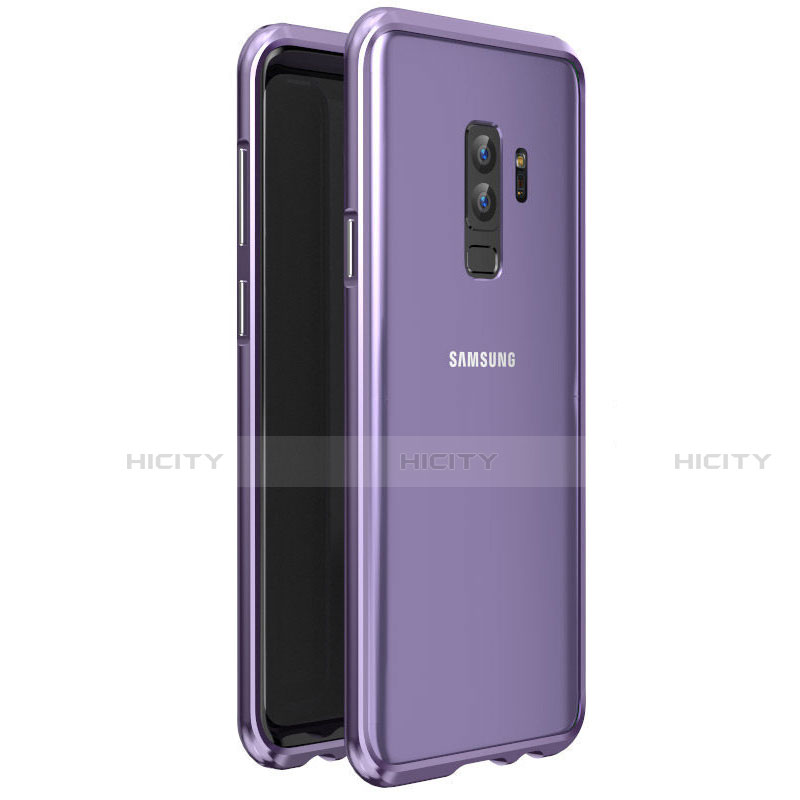 Handyhülle Hülle Luxus Aluminium Metall Rahmen Spiegel 360 Grad Tasche für Samsung Galaxy S9 Plus Violett