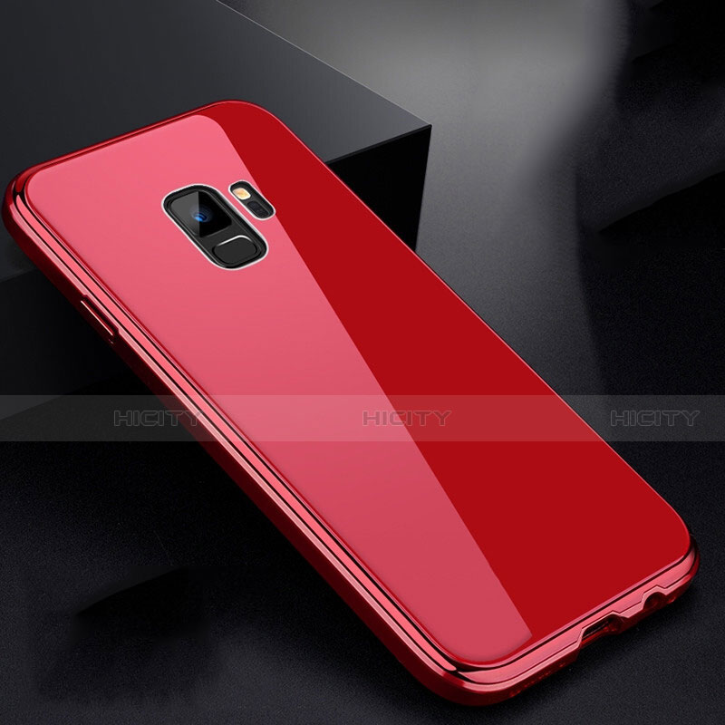 Handyhülle Hülle Luxus Aluminium Metall Rahmen Spiegel 360 Grad Tasche für Samsung Galaxy S9 Rot