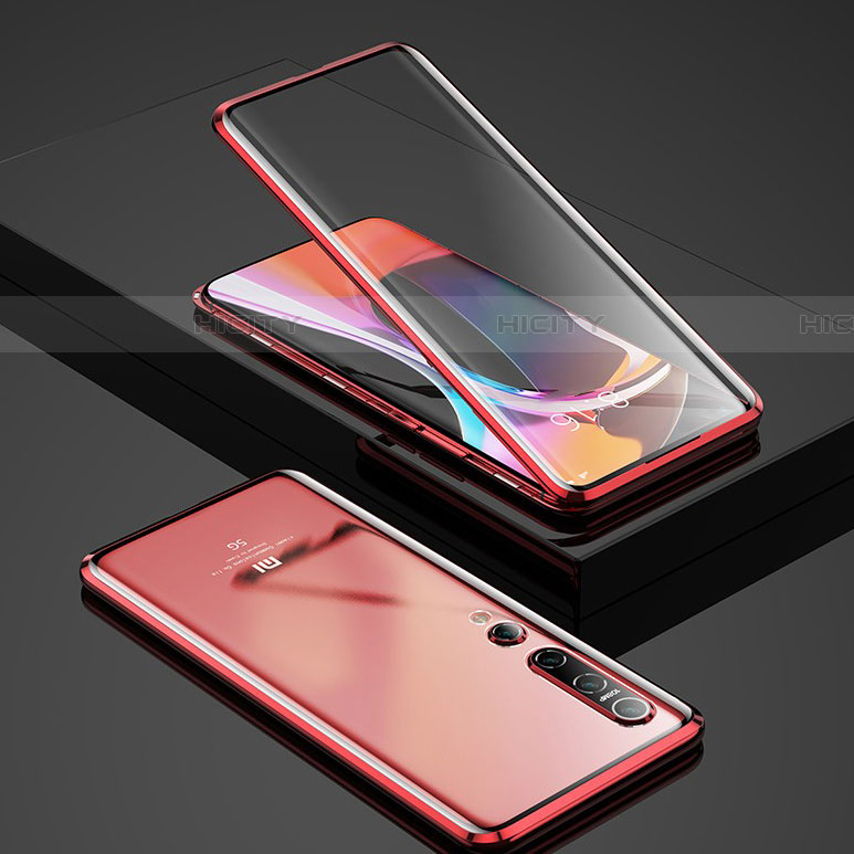 Handyhülle Hülle Luxus Aluminium Metall Rahmen Spiegel 360 Grad Tasche für Xiaomi Mi 10 Rot