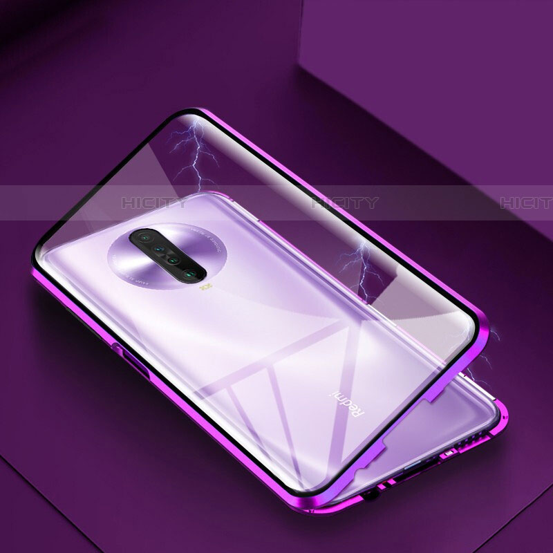 Handyhülle Hülle Luxus Aluminium Metall Rahmen Spiegel 360 Grad Tasche für Xiaomi Redmi K30 4G Violett