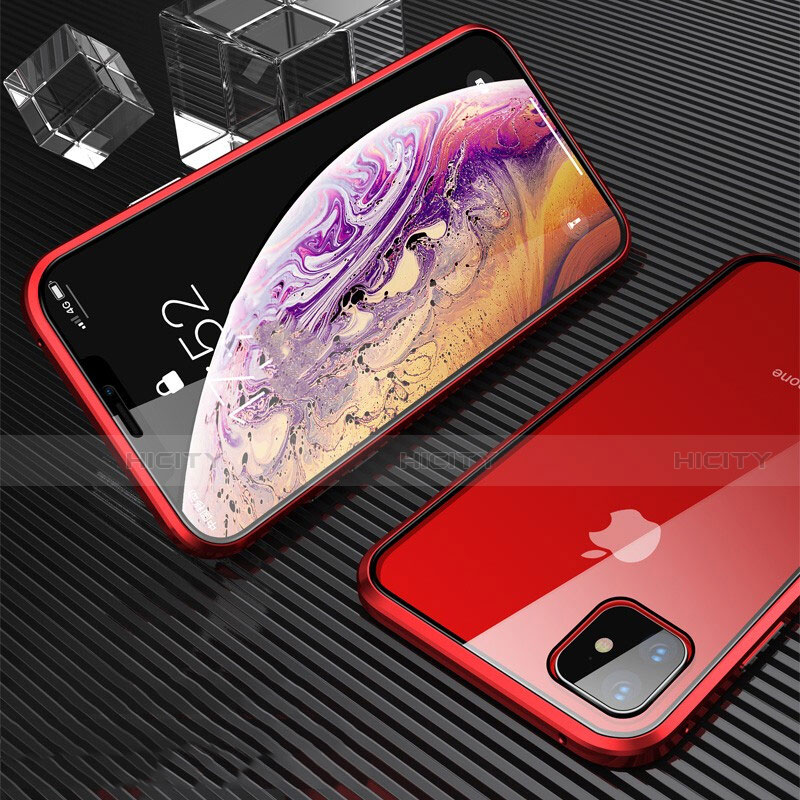 Handyhülle Hülle Luxus Aluminium Metall Rahmen Spiegel 360 Grad Tasche M01 für Apple iPhone 11 Rot Plus