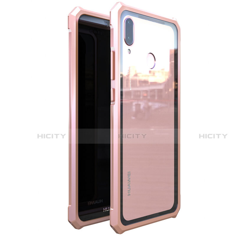 Handyhülle Hülle Luxus Aluminium Metall Rahmen Spiegel 360 Grad Tasche M01 für Huawei P20 Lite Rosegold Plus