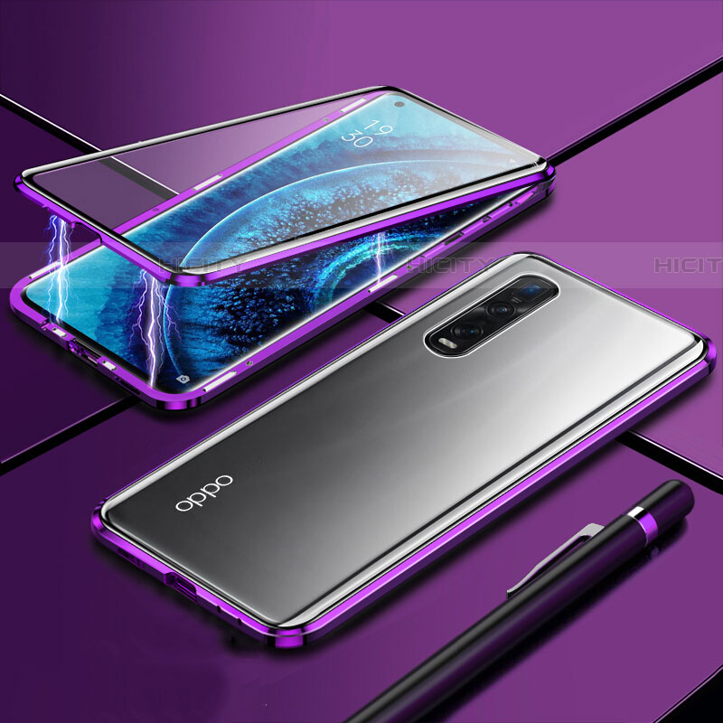 Handyhülle Hülle Luxus Aluminium Metall Rahmen Spiegel 360 Grad Tasche M01 für Oppo Find X2 Pro