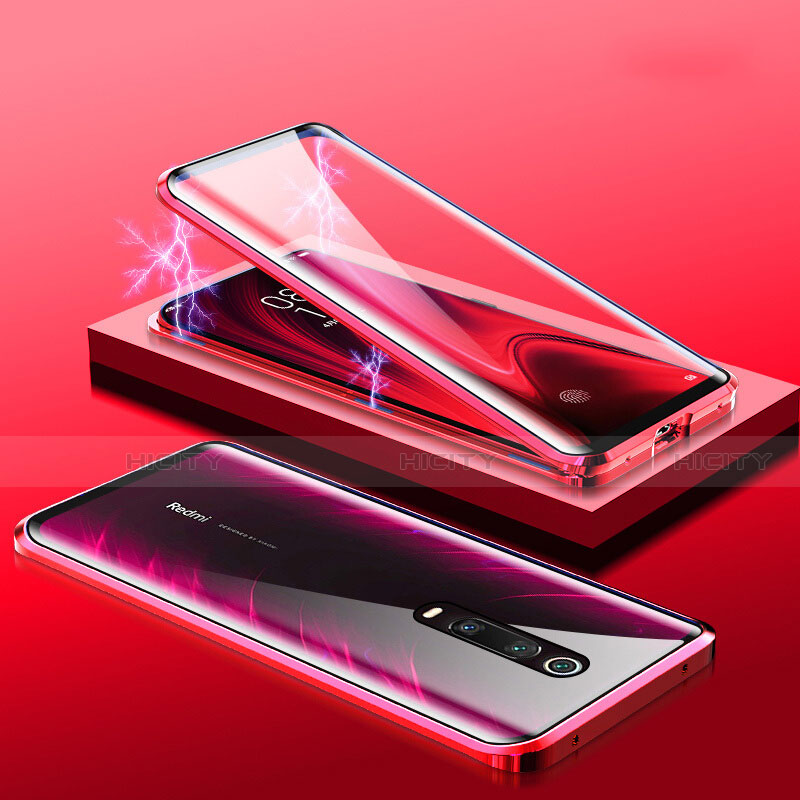 Handyhülle Hülle Luxus Aluminium Metall Rahmen Spiegel 360 Grad Tasche M01 für Xiaomi Redmi K20 Pro Rot