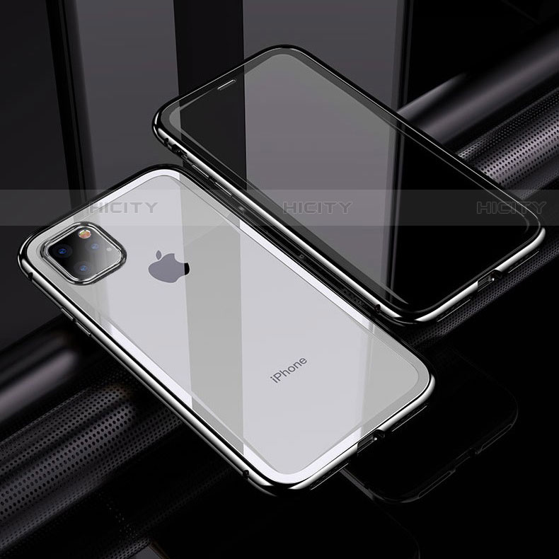 Handyhülle Hülle Luxus Aluminium Metall Rahmen Spiegel 360 Grad Tasche M02 für Apple iPhone 11 Pro Max Silber Plus