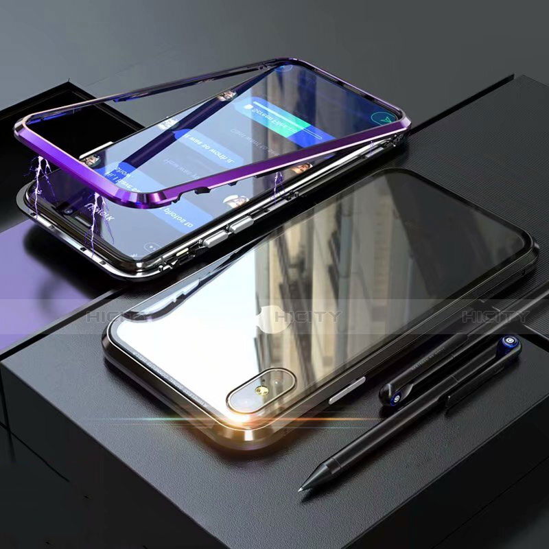 Handyhülle Hülle Luxus Aluminium Metall Rahmen Spiegel 360 Grad Tasche M02 für Apple iPhone Xs groß