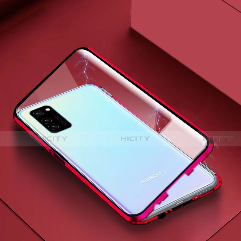 Handyhülle Hülle Luxus Aluminium Metall Rahmen Spiegel 360 Grad Tasche M02 für Huawei Honor V30 Pro 5G Rot