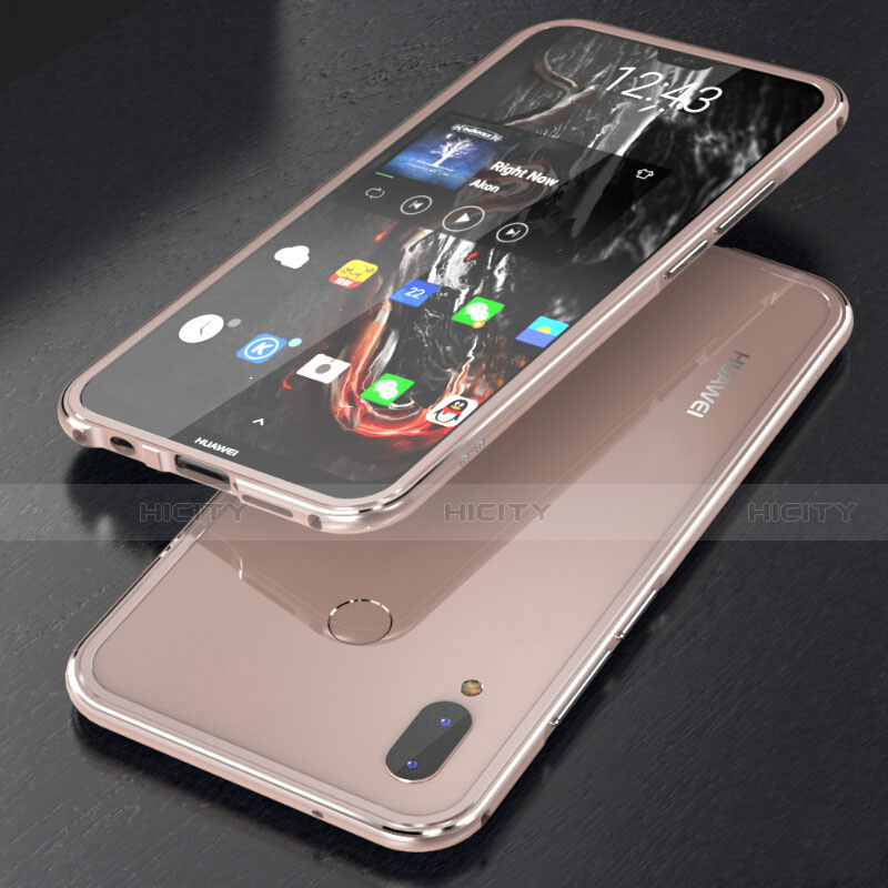 Handyhülle Hülle Luxus Aluminium Metall Rahmen Spiegel 360 Grad Tasche M02 für Huawei Nova 3e Rosegold Plus