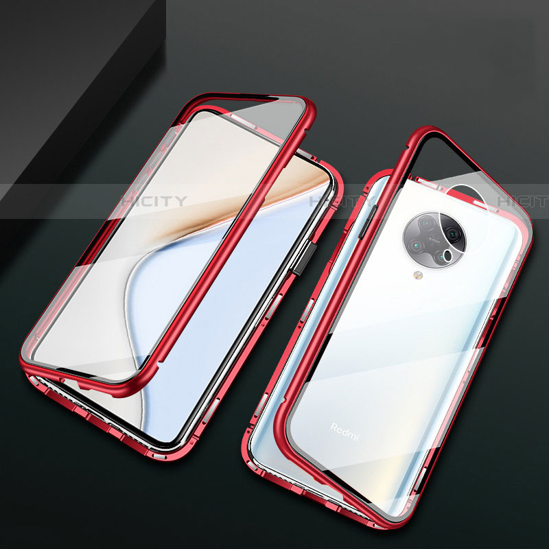 Handyhülle Hülle Luxus Aluminium Metall Rahmen Spiegel 360 Grad Tasche M02 für Xiaomi Redmi K30 Pro 5G Rot