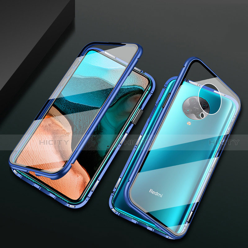 Handyhülle Hülle Luxus Aluminium Metall Rahmen Spiegel 360 Grad Tasche M02 für Xiaomi Redmi K30 Pro Zoom Blau