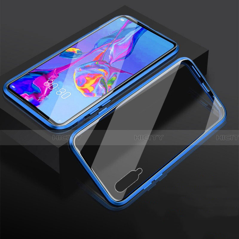 Handyhülle Hülle Luxus Aluminium Metall Rahmen Spiegel 360 Grad Tasche M03 für Huawei Honor 9X Pro Blau Plus