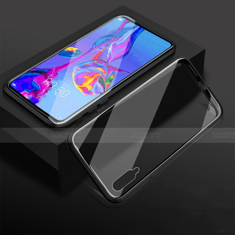 Handyhülle Hülle Luxus Aluminium Metall Rahmen Spiegel 360 Grad Tasche M03 für Huawei Honor 9X Pro Schwarz