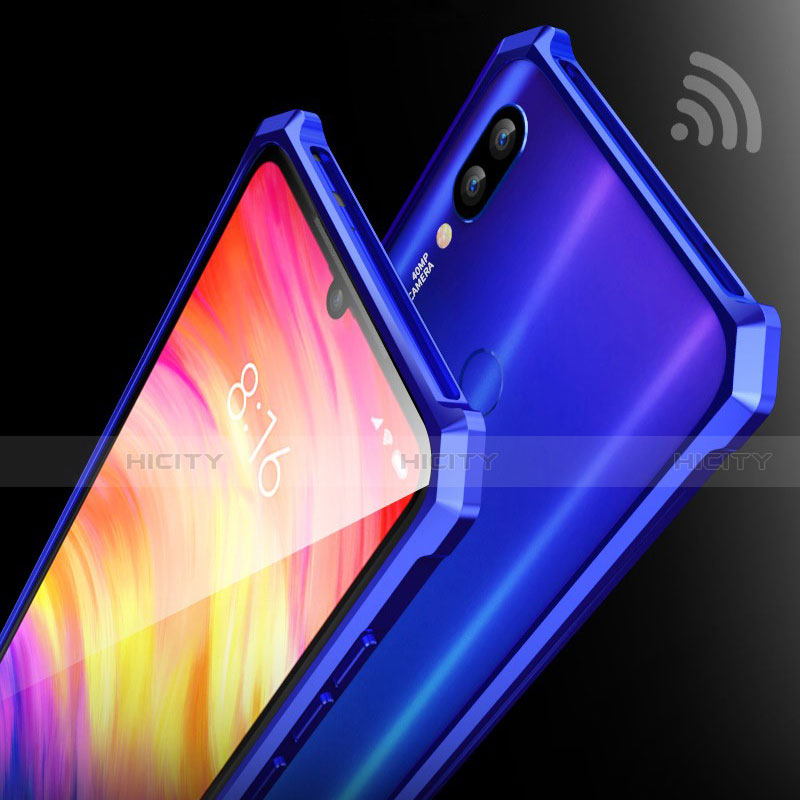 Handyhülle Hülle Luxus Aluminium Metall Rahmen Spiegel 360 Grad Tasche M03 für Xiaomi Redmi Note 7 Pro groß