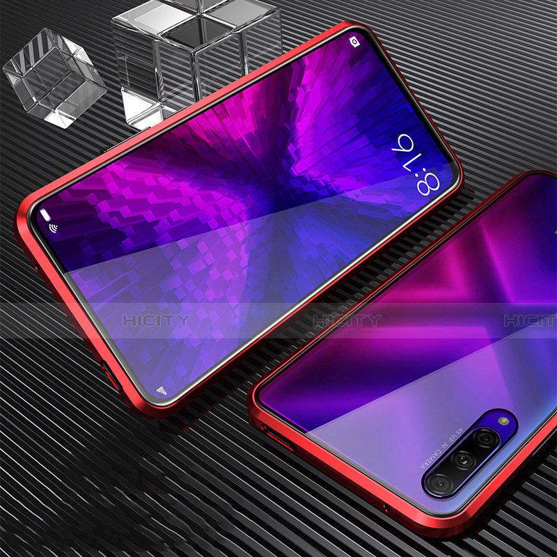 Handyhülle Hülle Luxus Aluminium Metall Rahmen Spiegel 360 Grad Tasche M04 für Huawei Honor 9X Pro Rot Plus