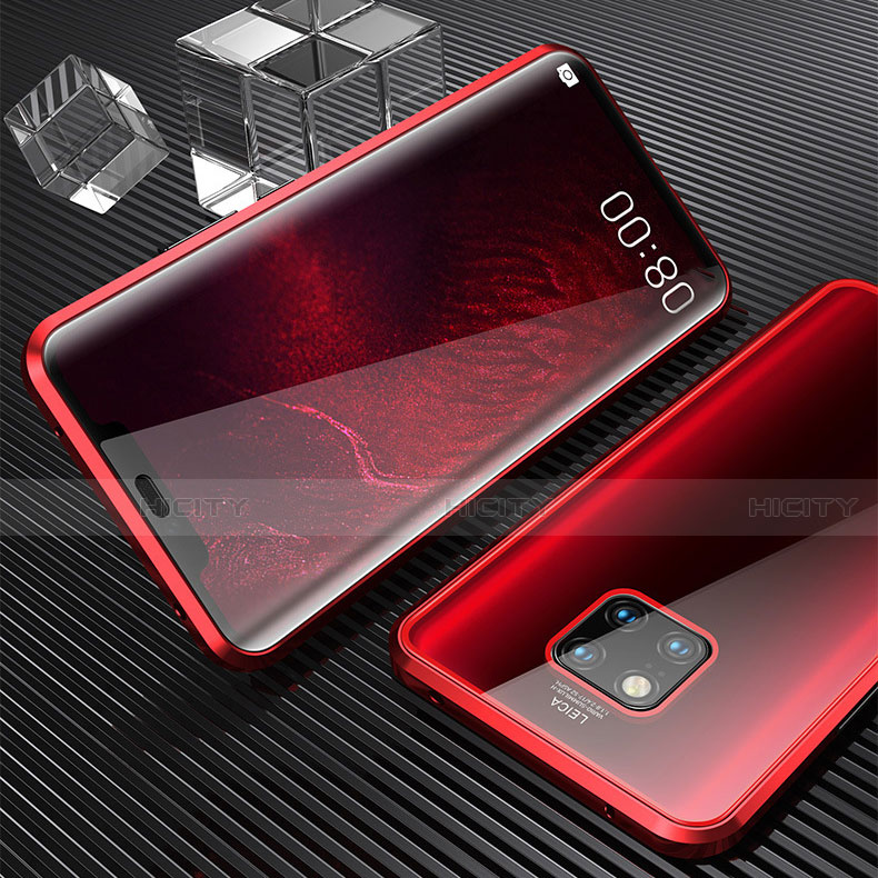 Handyhülle Hülle Luxus Aluminium Metall Rahmen Spiegel 360 Grad Tasche M04 für Huawei Mate 20 Pro Rot