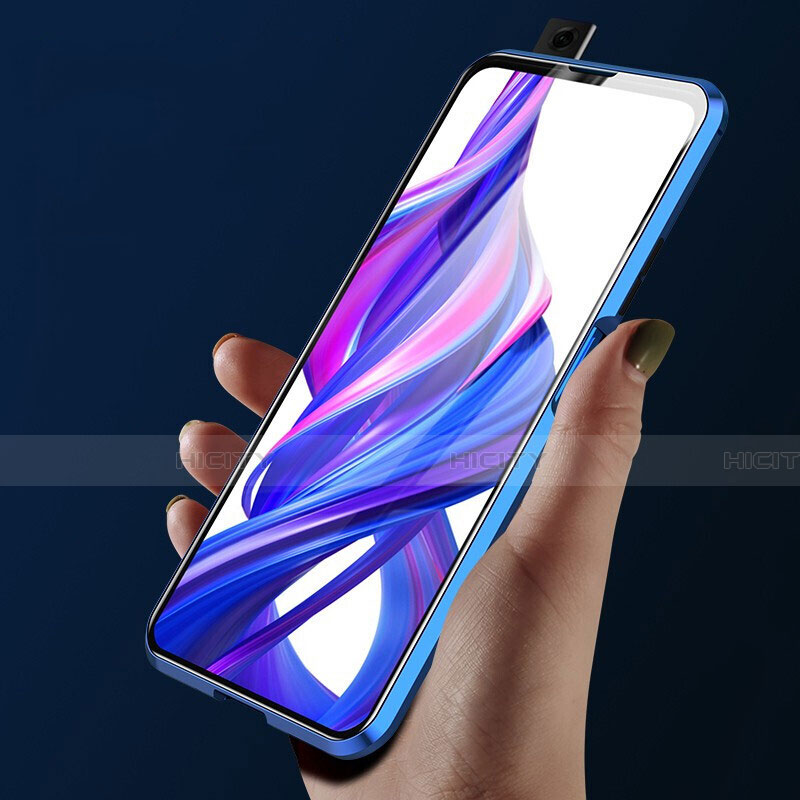 Handyhülle Hülle Luxus Aluminium Metall Rahmen Spiegel 360 Grad Tasche M04 für Huawei Y9 Prime (2019)