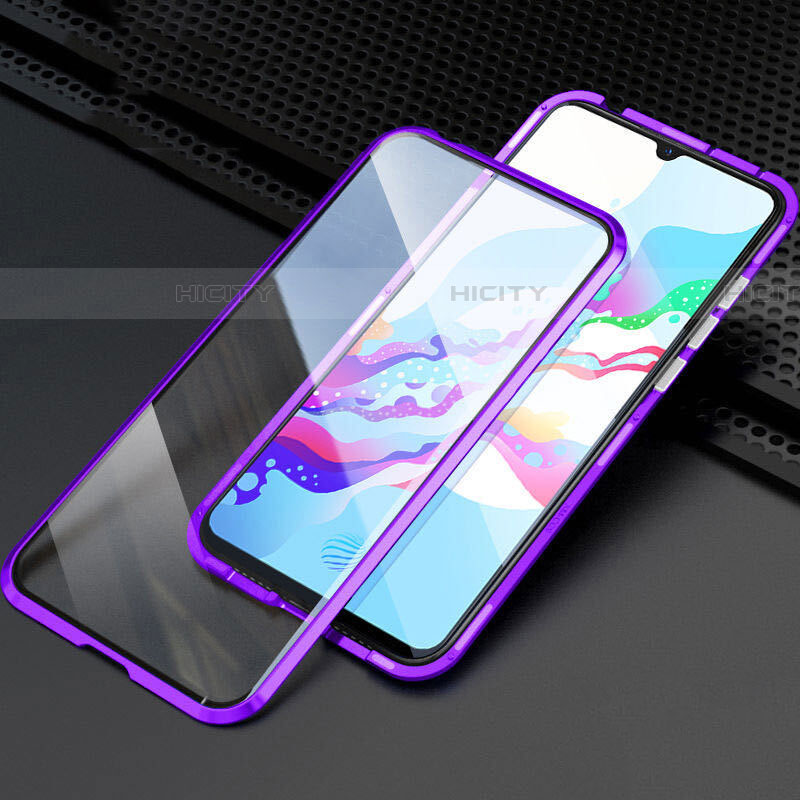 Handyhülle Hülle Luxus Aluminium Metall Rahmen Spiegel 360 Grad Tasche M04 für Oppo A5 (2020) Violett Plus
