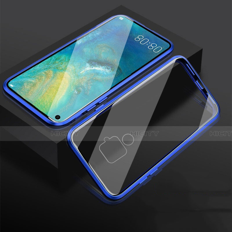 Handyhülle Hülle Luxus Aluminium Metall Rahmen Spiegel 360 Grad Tasche M05 für Huawei Mate 30 Lite Blau