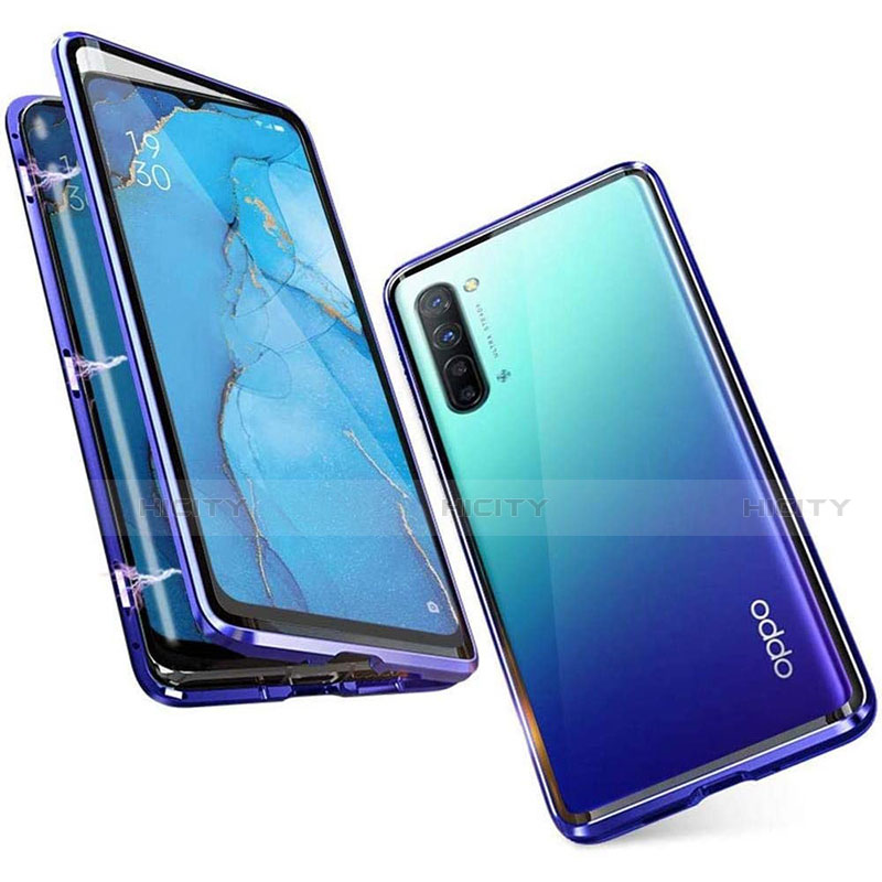 Handyhülle Hülle Luxus Aluminium Metall Rahmen Spiegel 360 Grad Tasche M05 für Oppo F15