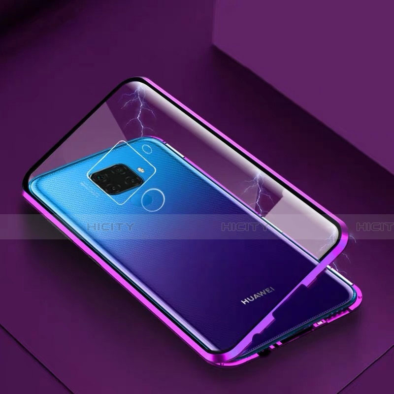 Handyhülle Hülle Luxus Aluminium Metall Rahmen Spiegel 360 Grad Tasche M07 für Huawei Mate 30 Lite Violett