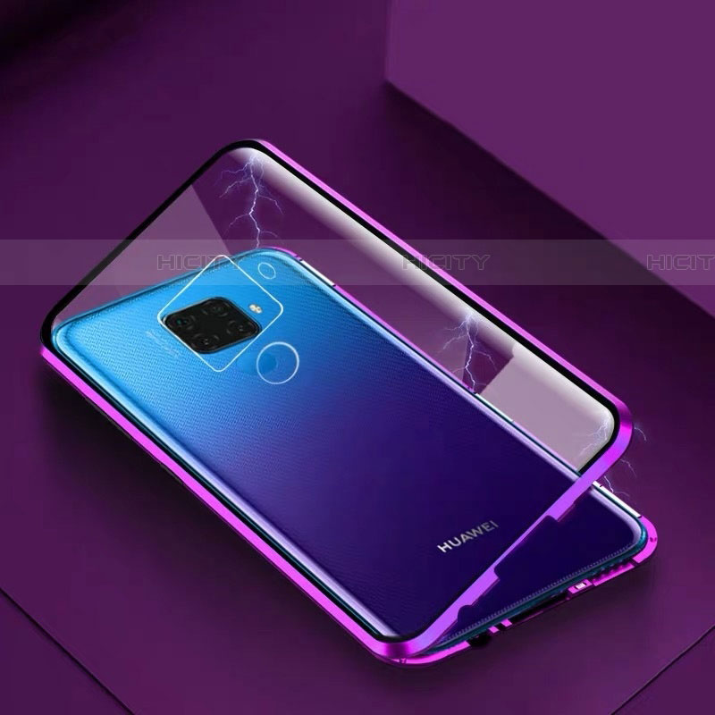 Handyhülle Hülle Luxus Aluminium Metall Rahmen Spiegel 360 Grad Tasche M07 für Huawei Nova 5i Pro Violett Plus