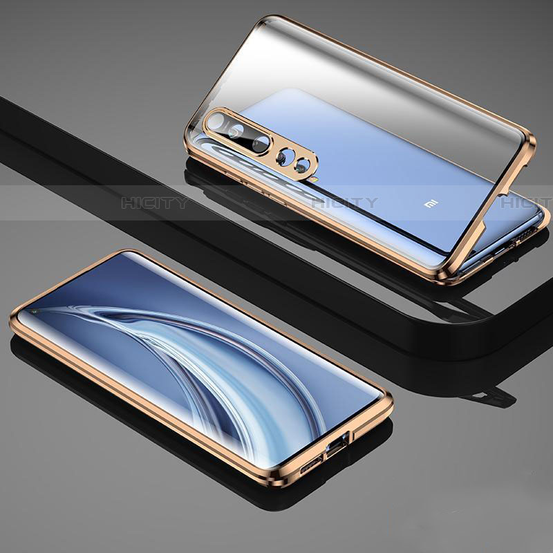 Handyhülle Hülle Luxus Aluminium Metall Rahmen Spiegel 360 Grad Tasche M08 für Xiaomi Mi 10 Gold