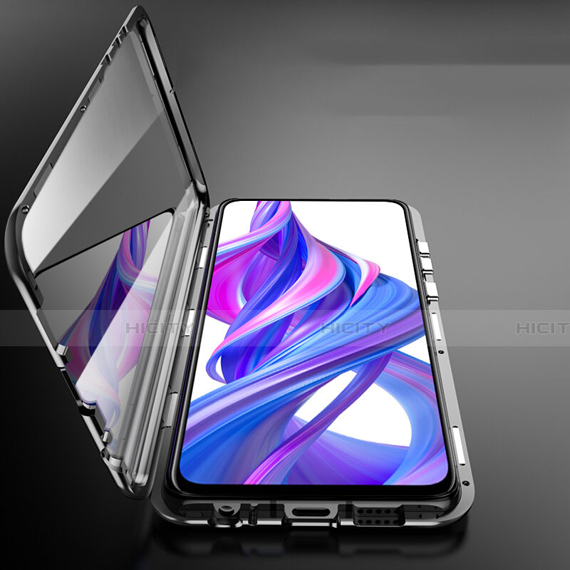 Handyhülle Hülle Luxus Aluminium Metall Rahmen Spiegel 360 Grad Tasche M09 für Huawei Y9 Prime (2019)