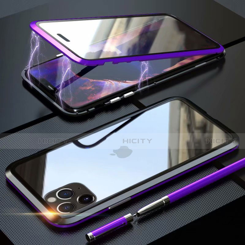 Handyhülle Hülle Luxus Aluminium Metall Rahmen Spiegel 360 Grad Tasche M12 für Apple iPhone 11 Pro groß