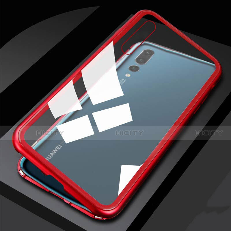 Handyhülle Hülle Luxus Aluminium Metall Rahmen Spiegel 360 Grad Tasche T01 für Huawei P20 Pro Rot