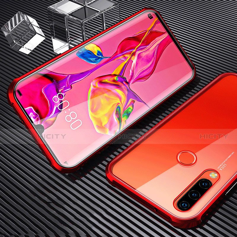 Handyhülle Hülle Luxus Aluminium Metall Rahmen Spiegel 360 Grad Tasche T01 für Huawei P30 Lite Rot Plus