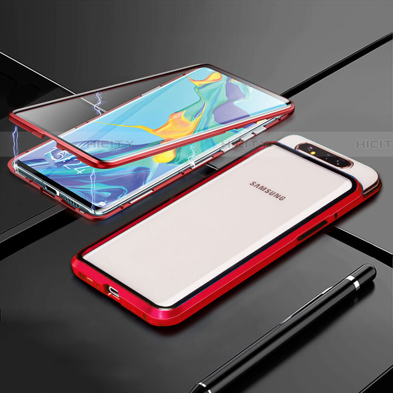 Handyhülle Hülle Luxus Aluminium Metall Rahmen Spiegel 360 Grad Tasche T01 für Samsung Galaxy A90 4G groß