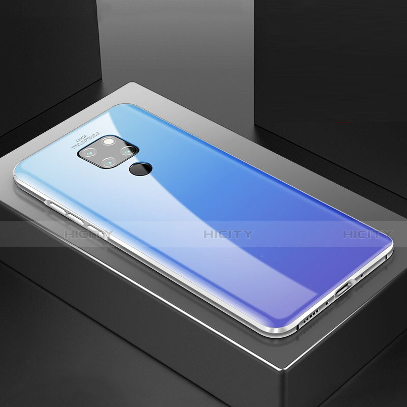 Handyhülle Hülle Luxus Aluminium Metall Rahmen Spiegel 360 Grad Tasche T02 für Huawei Mate 20 Violett