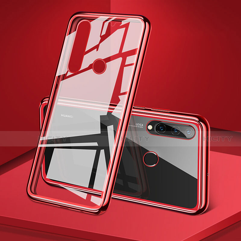 Handyhülle Hülle Luxus Aluminium Metall Rahmen Spiegel 360 Grad Tasche T02 für Huawei P30 Lite XL Rot