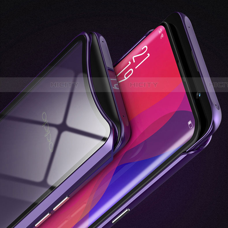 Handyhülle Hülle Luxus Aluminium Metall Rahmen Spiegel 360 Grad Tasche T02 für Oppo Find X Super Flash Edition groß