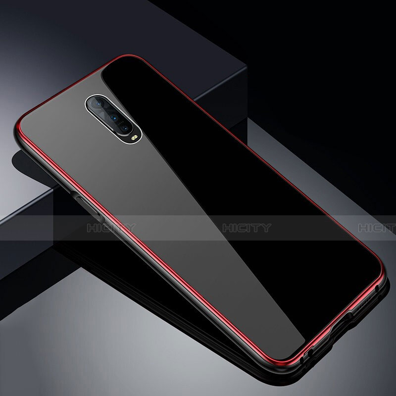 Handyhülle Hülle Luxus Aluminium Metall Rahmen Spiegel 360 Grad Tasche T02 für Oppo R17 Pro Rot