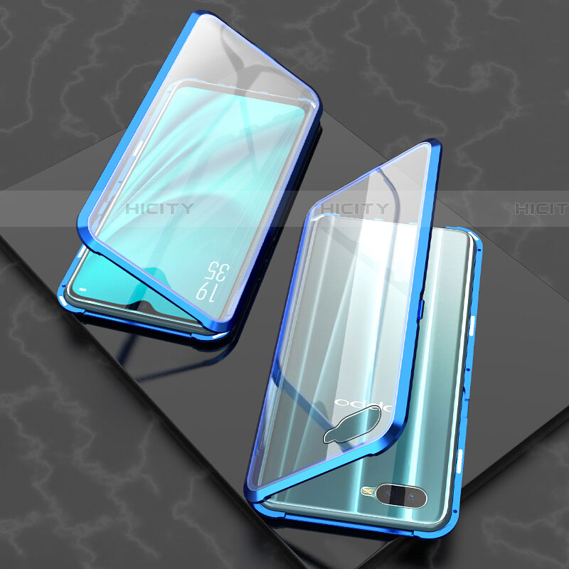 Handyhülle Hülle Luxus Aluminium Metall Rahmen Spiegel 360 Grad Tasche T03 für Oppo R17 Neo