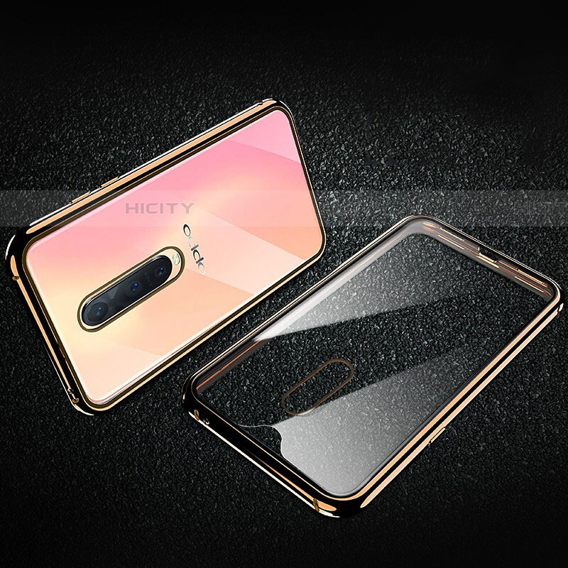 Handyhülle Hülle Luxus Aluminium Metall Rahmen Spiegel 360 Grad Tasche T04 für Oppo RX17 Pro Gold