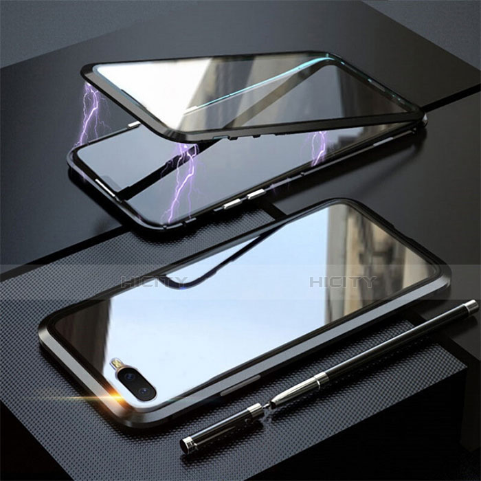 Handyhülle Hülle Luxus Aluminium Metall Rahmen Spiegel 360 Grad Tasche T05 für Oppo K1