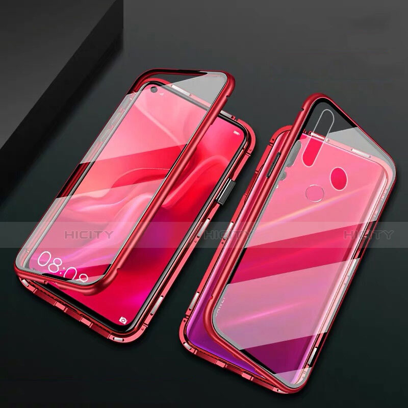 Handyhülle Hülle Luxus Aluminium Metall Rahmen Spiegel 360 Grad Tasche T06 für Huawei P30 Lite Rot