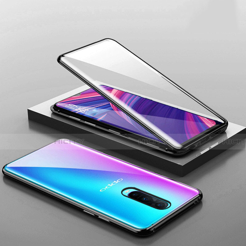 Handyhülle Hülle Luxus Aluminium Metall Rahmen Spiegel 360 Grad Tasche T07 für Oppo R17 Pro groß