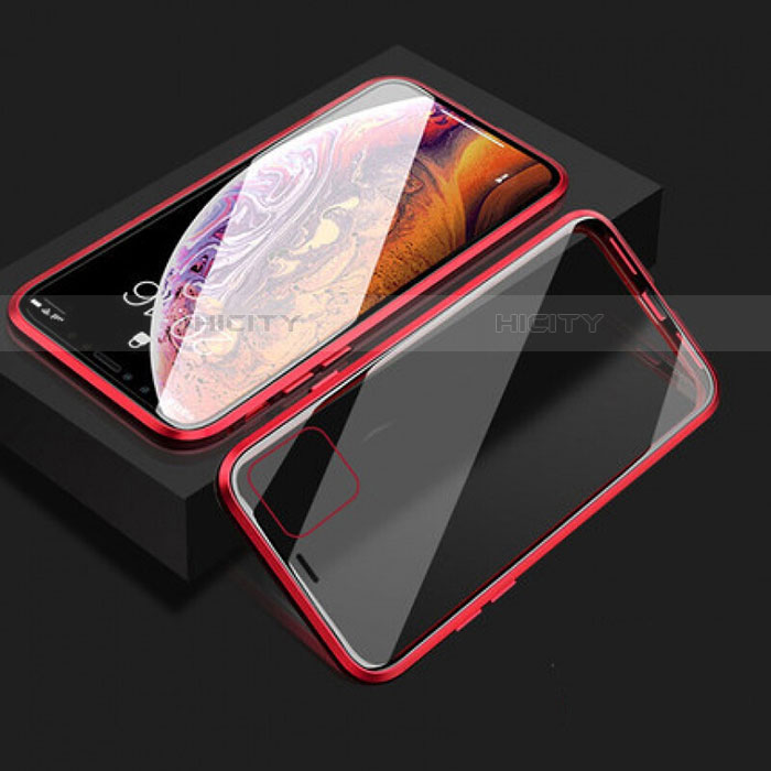 Handyhülle Hülle Luxus Aluminium Metall Rahmen Spiegel 360 Grad Tasche T08 für Apple iPhone 11 Rot Plus