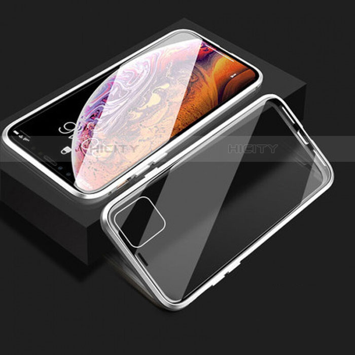 Handyhülle Hülle Luxus Aluminium Metall Rahmen Spiegel 360 Grad Tasche T08 für Apple iPhone 11 Silber Plus