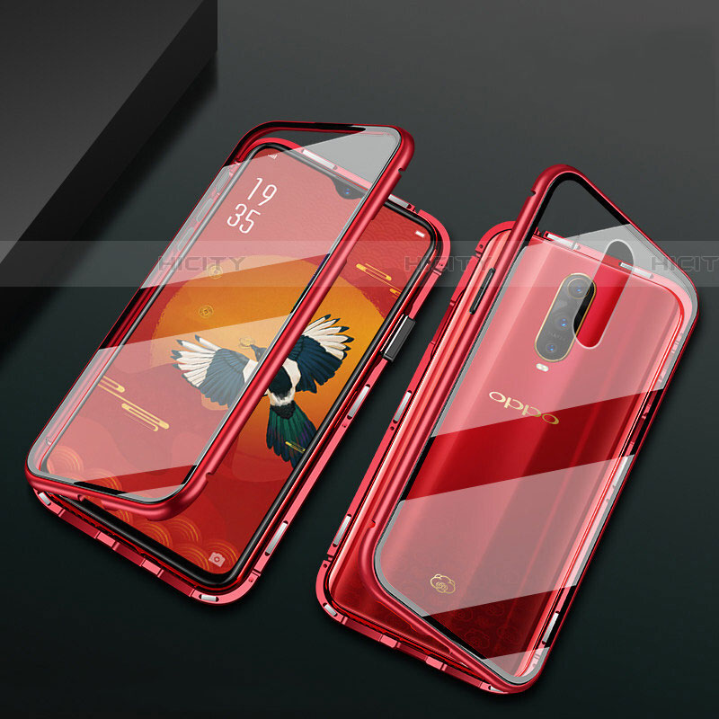 Handyhülle Hülle Luxus Aluminium Metall Rahmen Spiegel 360 Grad Tasche T10 für Oppo RX17 Pro Rot Plus