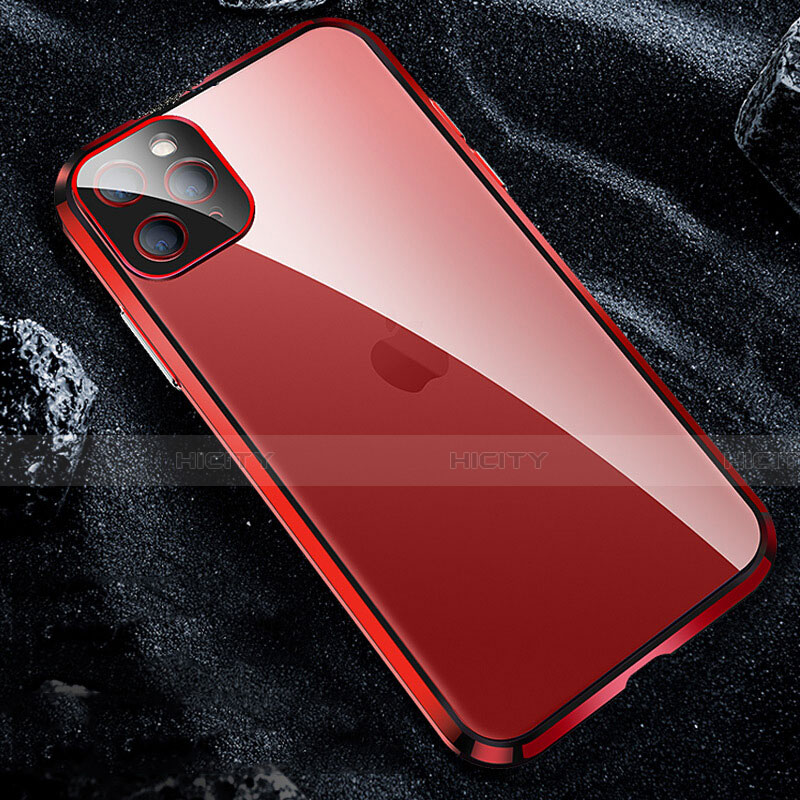 Handyhülle Hülle Luxus Aluminium Metall Rahmen Spiegel 360 Grad Tasche T12 für Apple iPhone 11 Pro Rot