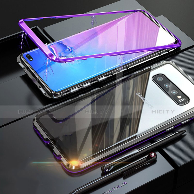 Handyhülle Hülle Luxus Aluminium Metall Rahmen Spiegel Tasche A01 für Samsung Galaxy S10 Plus Violett Plus