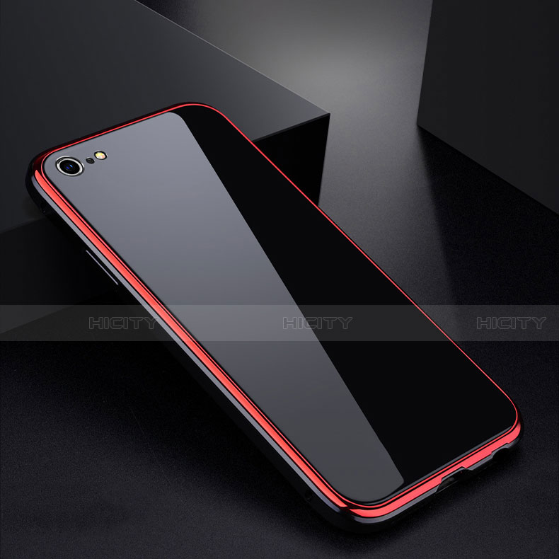 Handyhülle Hülle Luxus Aluminium Metall Rahmen Spiegel Tasche für Apple iPhone 6 Plus Rot und Schwarz