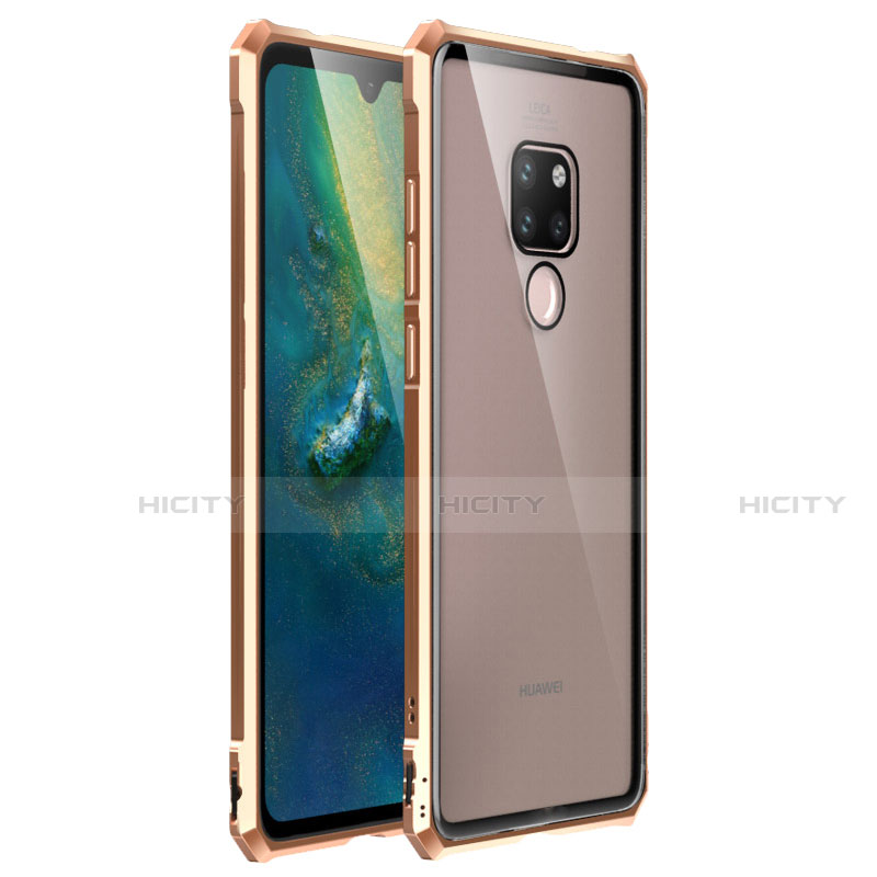 Handyhülle Hülle Luxus Aluminium Metall Rahmen Spiegel Tasche für Huawei Mate 20 Gold